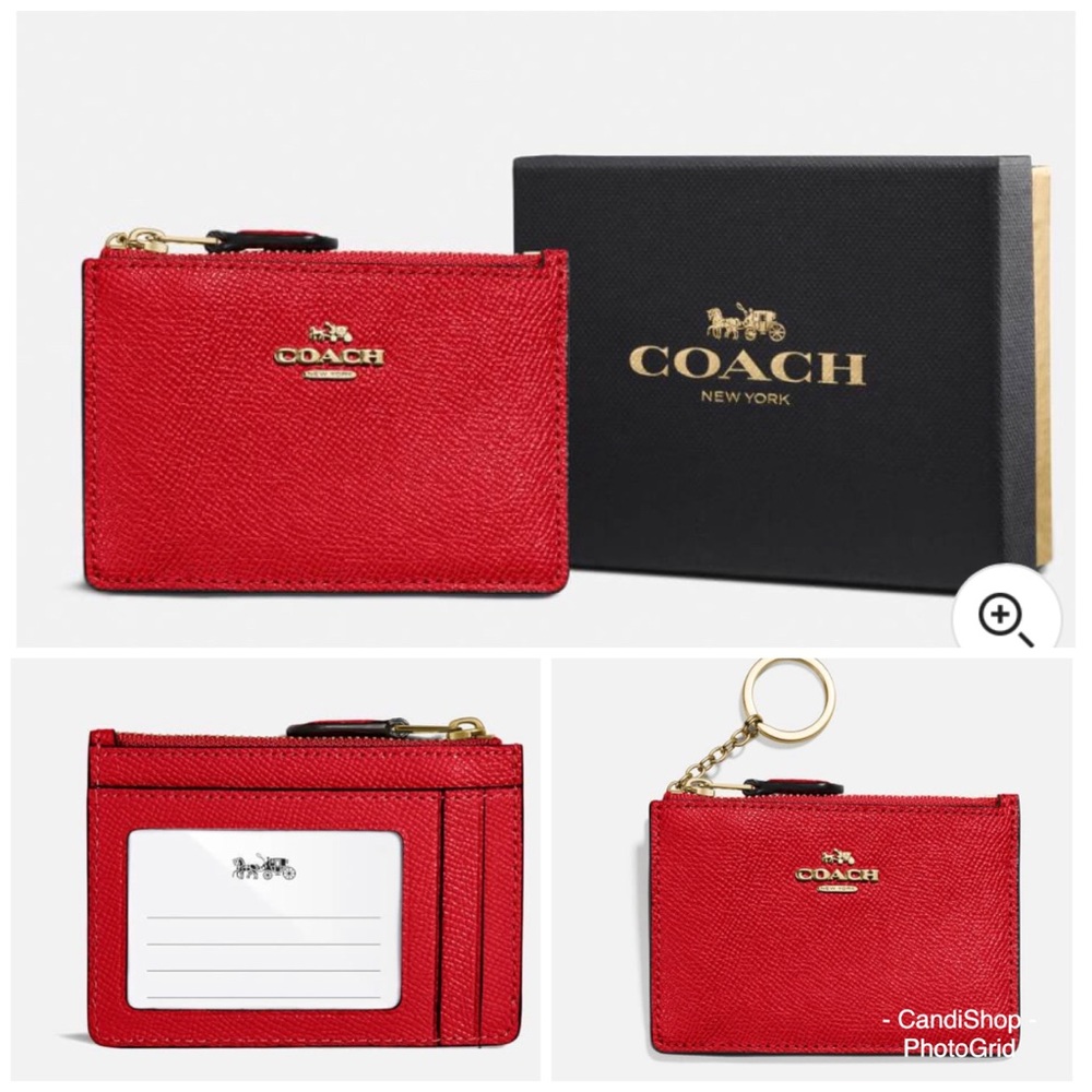 NEW🏷COACH Electric Red Mini Crossgrain Skinny ID